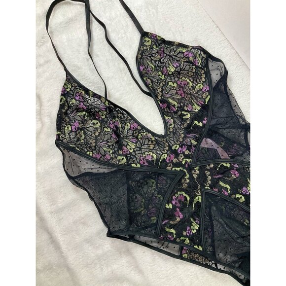 NWT Savage X Fenty Butterfly Wings‎ Lace & Mesh Teddy Purple Heat Size Large - Picture 3 of 9